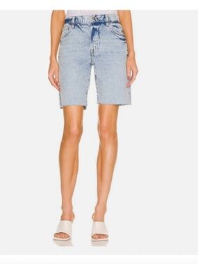 Frame Denim Le Slouch Bermuda in Richlake Women 27 Raw Hem Button Fly